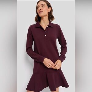 TUCKERNUCK Winetasting Long Sleeve Pique May Polo Dress Medium M NWT Burgundy